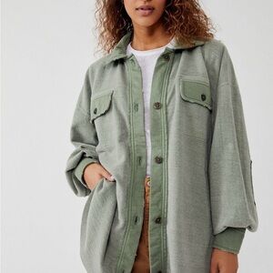 Free People Ruby Oversized Shirt Jacket in Jaded